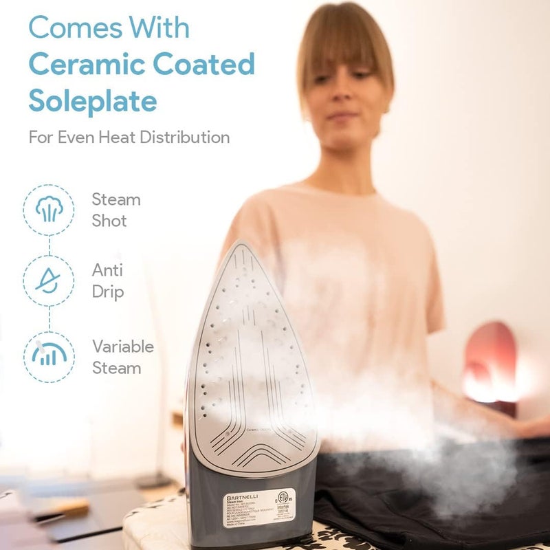 Bartnelli Pro Luxury Steam Iron for Clothes | New Powerful Steam Technology | Non-Stick Ceramic Soleplate, 1700 Watts with 3-Way Auto Shut Off, Premium Built Quality & Durability - Image 4